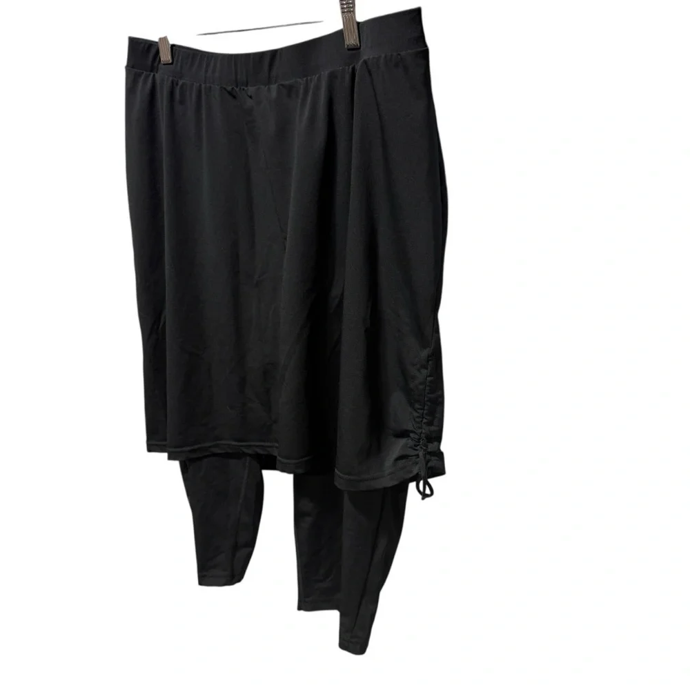 HydroChic Ruched Runner Swim Skirt 2X Black Skirted Leggings Modest UPF Beach - Picture 4 of 14
